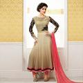 Beige / Pink Anarkali Style Designer Salwar Kameez (Unstitched) Beige / Pink Anarkali Style Designer Salwar Kameez (Unstitched)