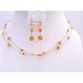 Tricolor Gold Crystals Jewelry Fire Opal Topaz Sun Crystals Bridesmaid 