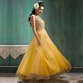 Yellow Gold Combination Long Designer Anarkali Suit (Unstitched) Yellow Gold Combination Long Designer Anarkali Suit (Unstitched)