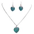 Emerald Heart Romantic Valentine Necklace Earrings Jewelry