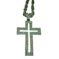 HipHop Cross w/ Clear Rhinestones Pendant Necklace