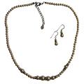 Dainty Tiny Ivory Pearls Necklace Set w/ Silver Rondells Spacer 