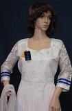 Gorgeous White Silver Net Trousseau Flar Gown Wedding Evening Wear (M #7808