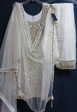 Elegant White Tussore Trousseau  Bridal Wear Salwar Kameez Dress (M) #7790