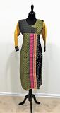 Designer Green Kurti w/ Gamthi Work Panel & Mustard Yellow Sleeves (S) Designer Green Kurti w/ Gamthi Work Panel & Mustard Yellow Sleeves (S)