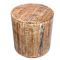 Distressed White Reclaimed Wood Antique Style Round Stool  Side Table