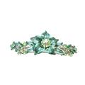 Peridot Crystals Prom Wedding Hair Barrette Dark Green Flower Barrette 