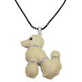 White Poodle Pendant Crystals On Neck Tail & Legs Black Long Necklace White Poodle Pendant Crystals On Neck Tail & Legs Black Long Necklace