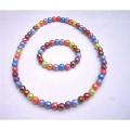 Stretchable Fancy Beads Necklace & Bracelet Multicolored