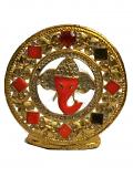 Ganesha Abstract Statue in Round Embellished Gold Finish