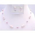 Rose Pink Swarovski Pearls Rose Crystals Bridal Bridesmaid Prom Set 