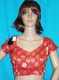 Red Gold Brocade Zari Choli / Blouse for Sari (XL) #4227 Red Gold Brocade Zari Choli / Blouse for Sari (XL) #4227