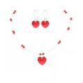 Valentine Romantic Siam Red Jewelry Heart Pendant Earrings Necklace 