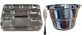 100 Disposable Plates 10 Compartment Silver Plates w/ Fork & Bowl