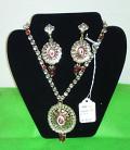 Faux Stones & Crystals Golden Necklace Set & Earrings #7016