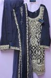 Exceptional Blue Tussore Trousseau Bridal Wear Salwar Kameez (M) #7791