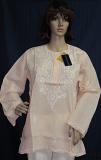 Plus Size Women Peach Beige Cotton Voile Kurti Tunic