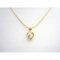 Heart Pendant in Princess Cut CZ in Heart Shape Micron Gold Necklace 
