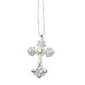 Crystals & Cubic Zircon Long Shimmering Cross Pendant Necklace