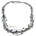 Multi-Strand Silk Necklace Adorned Freshwater Pearls Crystals 