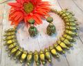 Bright Golden Terracotta Choker Set \w Jhumkas Bright Golden Terracotta Choker Set \w Jhumkas
