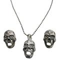 Skull Pendant Necklace Earrings Set Halloween Jewelry Affordable Gift 