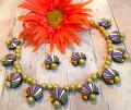 Bright Mutli Color Terracotta Choker in Gold \w Earrings Bright Mutli Color Terracotta Choker in Gold \w Earrings