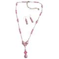 Bridal Swarovski Pink Crystals Rose Pearls Jewelry Set 