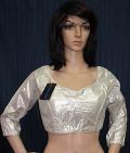 Classy Silver Brocade Blouse for Sarees (S M L) #7519