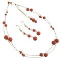Gorgeous Sexy Party Wear Jewelry Orange Pearls Set Back Drop Down 