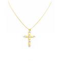 Dainty Cross Pendant in Micron Gold & Embedded Swiss CZ Cross Pendant 