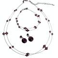 Custom Jewelry Amethyst Crystals Double Stranded Necklace w/ Bracelet 