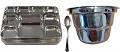 100 Disposable Plates 10 Compartment Silver Plates w/ Spoon & Bowl