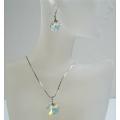AB Crystals 18mm Xilion Heart Pendant Necklace Earrings Jewelry Set
