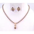 Lite Colorado Swarovski Crystals Smoked Topaz Drop Down Bridal Jewelry Lite Colorado Swarovski Crystals Smoked Topaz Drop Down Bridal Jewelry