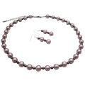 Spectacular Attractive Jewelry Platinum Champagne w/ Brown Pearls Set 