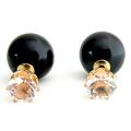 Double Sided Round CZ Cut with Black Pearl Earring