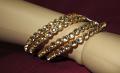 Golden Bangles Lustrous CZ Crystal Zircon Stones 4 Pcs 2.6