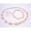 Shop Stylish Wedding Shower Gifts Peach Freshwater Pearls Necklace Set Shop Stylish Wedding Shower Gifts Peach Freshwater Pearls Necklace Set