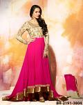 Stunning Flared Anarkali Suit in Pink Georgette /w Gold Ivory Detail (M)