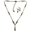 Trendy Fabulous Gold Chained Necklace Set Swarovski Pearls Crystals 