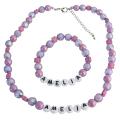 Personalized Necklace Bracelet Holiday Gift Purple Beads Flower Beads 