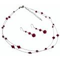 Prom Jewelry in Siam Red Crystals Jewelry Double Stranded Necklace Set 