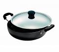 Vinod Black Pearl Hard Anodised Deep Kadai 30 cm With SS Lid