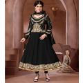 Black Designer Pakistani Anarkali Salwar Kameez Suit (Semi-Stitched) Black Designer Pakistani Anarkali Salwar Kameez Suit (Semi-Stitched)