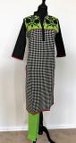 Green and Black & White Checkered Kurti with Leggings (M) Green and Black & White Checkered Kurti with Leggings (M)