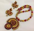 Red,Yellow and Gold Terracotta Set /w Matching Earrings