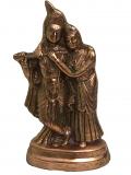 Radha Krishna Copper Statue w/ Antique Rustic Look