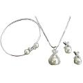 Custom Wedding Jewelry Necklace Earrings Cuff Bracelet In White Pearls 