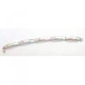 Rectangle Link Silver 92.5 Bracelet in Blue Opal Pink Mother of Pearl 